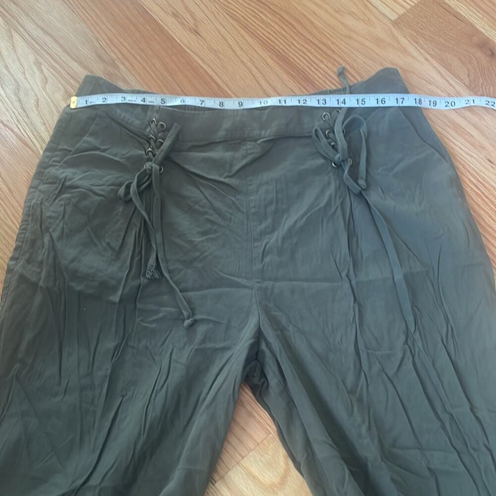 1 state dual lace elastic waist army green wide leg pant trouser size XL - Picture 5 of 8